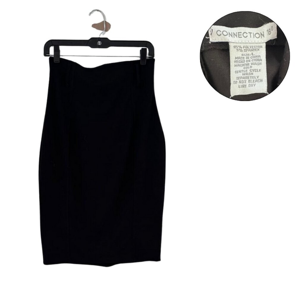 Connection 18 Black Pencil Skirt Size L Lycra Stretch Work Wear